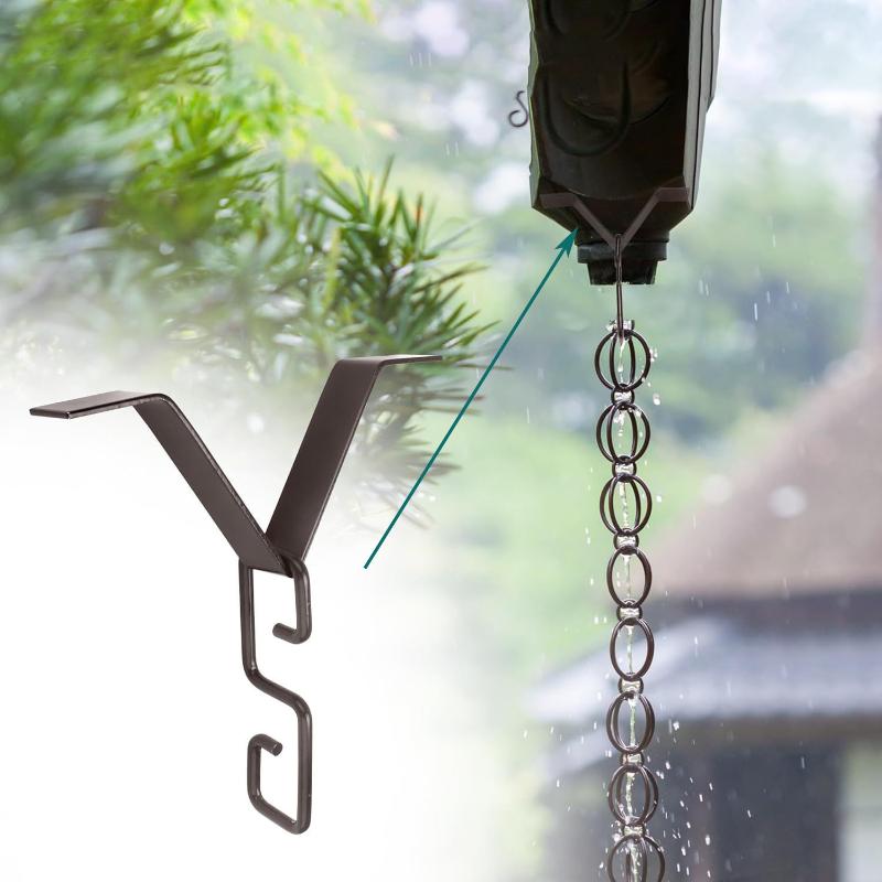 Premium Metall Regenkettenhaken Montagekit Dachrinnen Fallrohr Fitting für Veranda Garten Hof Außen Dekoration