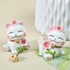 Siawadeky Cat Set of Cute Beckoning Cat with Cherry Blossom Miniature Realistic Kitten Lucky Micro Atmospheric Tabletop Get Well Popular Gifts for