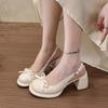French 2025 new bag head sandals women's summer beautiful not tired feet thick heel bow with skirt high heels