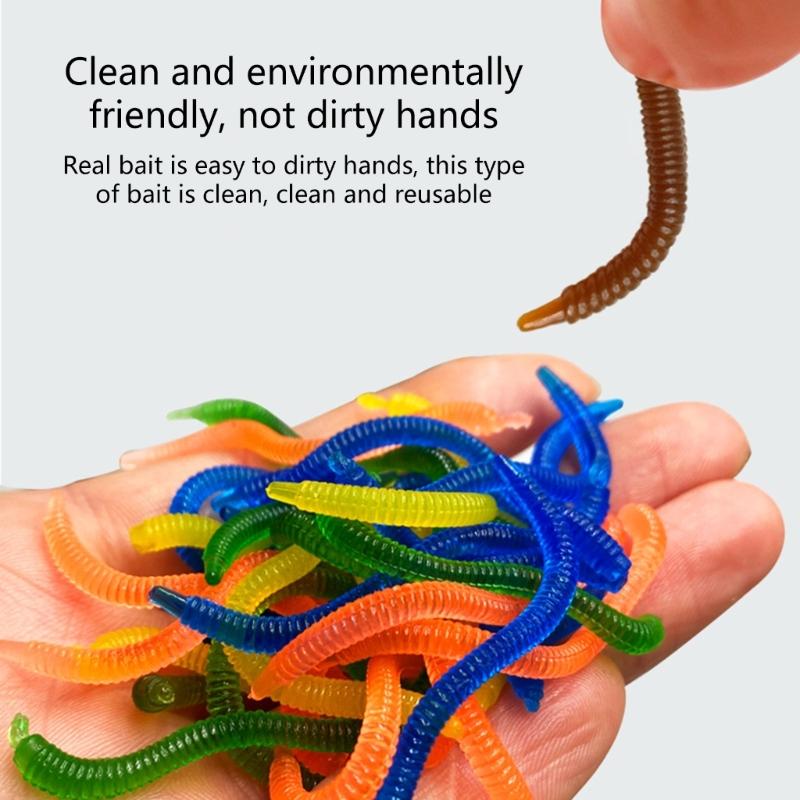 100Pcs Flexible Soft Fishing Lures Artificial Earthworms Baits Jigging Wobblers Soft Wobblers Lures Baits Enduring