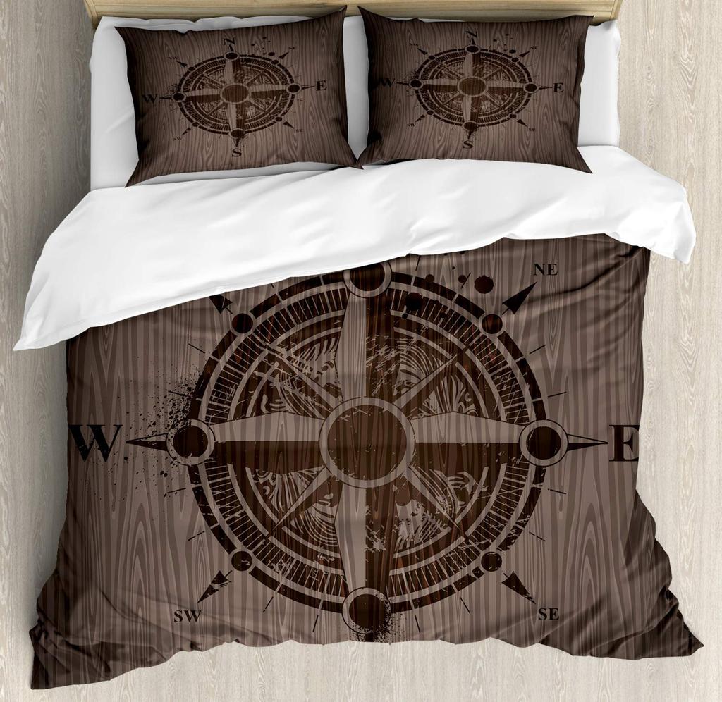 Compass Print Comforter Cover For Children Kids Boys Girl Bedding Set Vinatge World Duvet Cover Ocean Room Decor Queen Full Size
