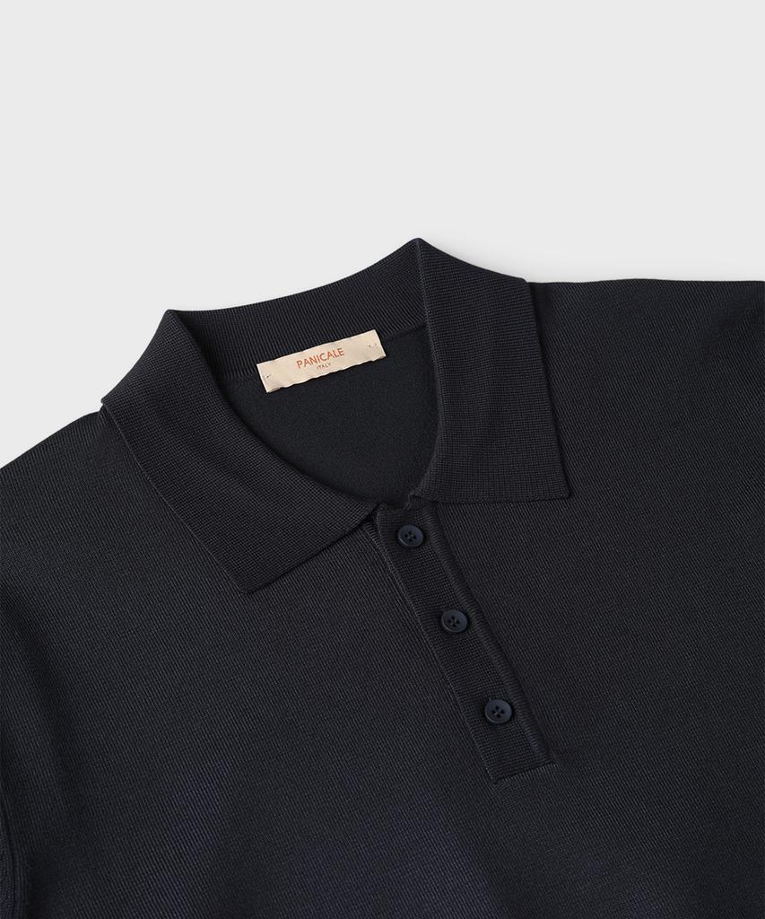 PANICALE Navy Viscose Blend Polo Knit