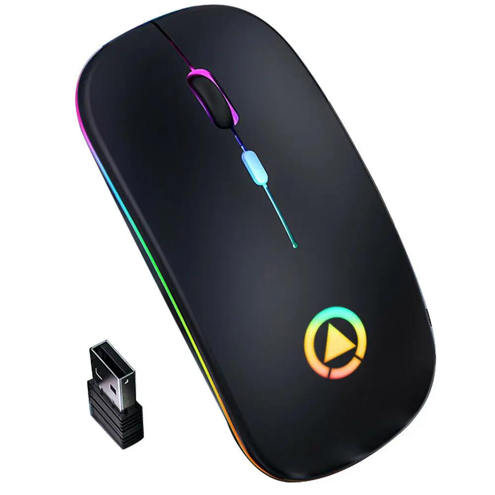 

YINDIAO A2 Rechargeable Silent 2.4G Wireless Gaming Mouse with Colorful Breathing Light Matte Black