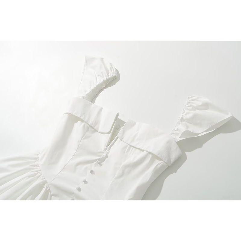 Kaslead New Arrival Women's Clothing Fashion Style Fashion Minimalist Fresh White Tight-Fitting Cinched Mini Dress