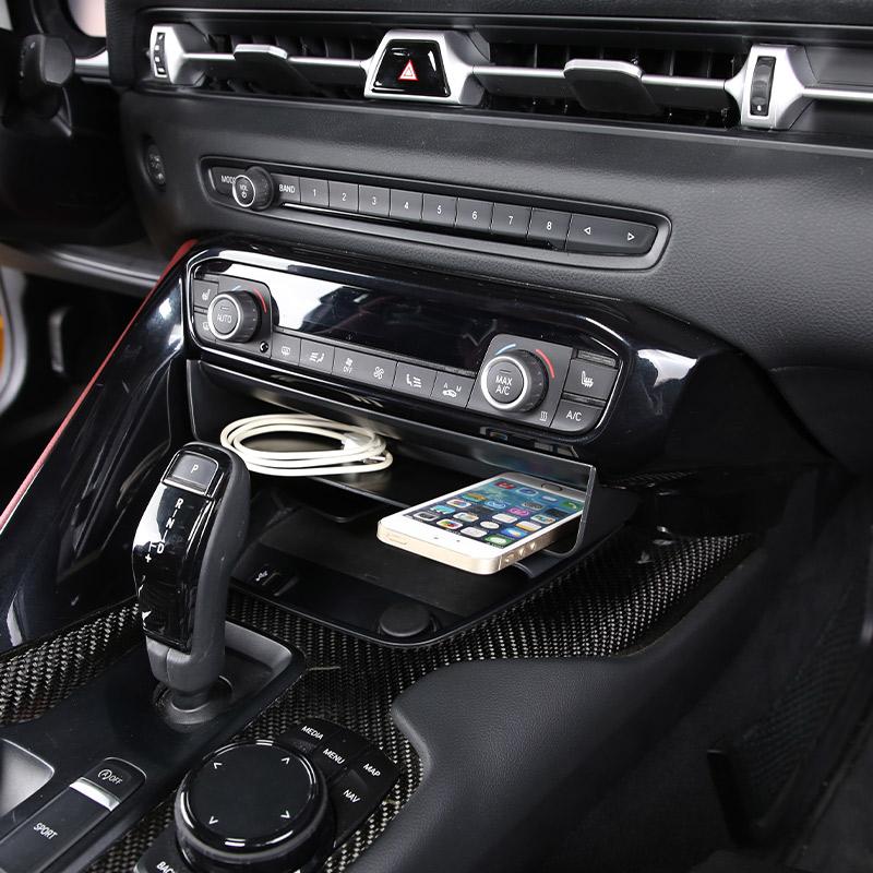 ABS Black Car Center Control Dashboard Storage Box Multifunctional Phone box For Toyota GR Supra A90 2019-2025 Car Accessories