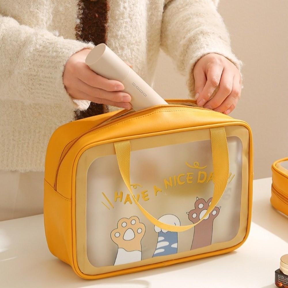 PVC Cartoon Cosmetic Bag Translucent Swimming Beach Bag Toiletry Storage Bag Large Capacity Waterproof Travel Makeup Bag