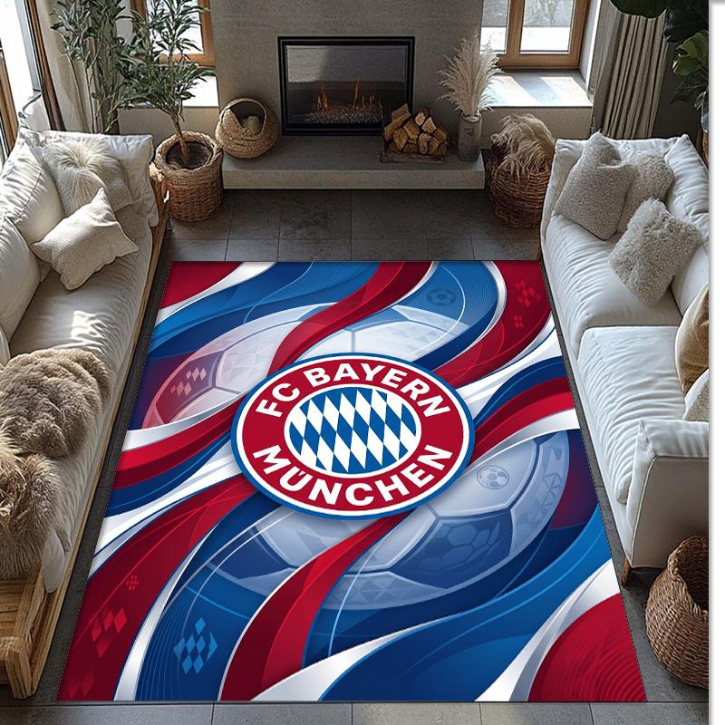 FC Bayern München Fußball Muster Weicher Teppich Rutschfest für Innenbereiche Sport Dekor Matte für Schlafzimmer