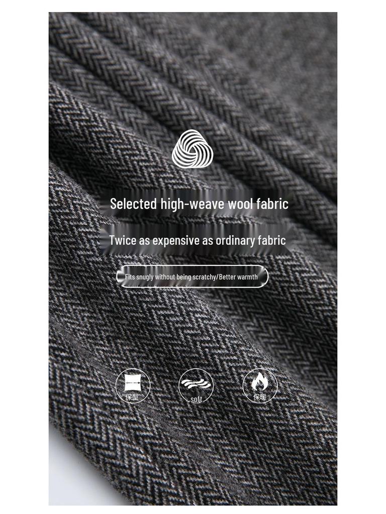 2024 Autumn/Winter High-Waisted Wool Slimming Straight-Leg Cropped Warm Pants for Middle-Aged Women