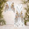 Women Plus Size 2 Piece Printed Dress Set Round Neck Long Sleeve Cardigan Sleeveless Black Blue Dress