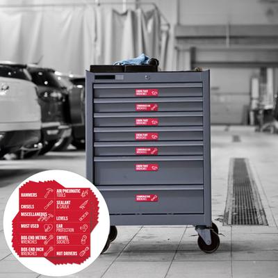 80 ks Magnetické štítky na nářadí Opakovaně použitelné Velké štítky organizéru na nářadí Ocelové boxy na nářadí Vozíky Zásuvky Skříňky Popisovač Organizační štítky