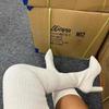 Women's Knit Pointed-Toe Chunky Heel Over-the-Knee Elastic Wool Boots