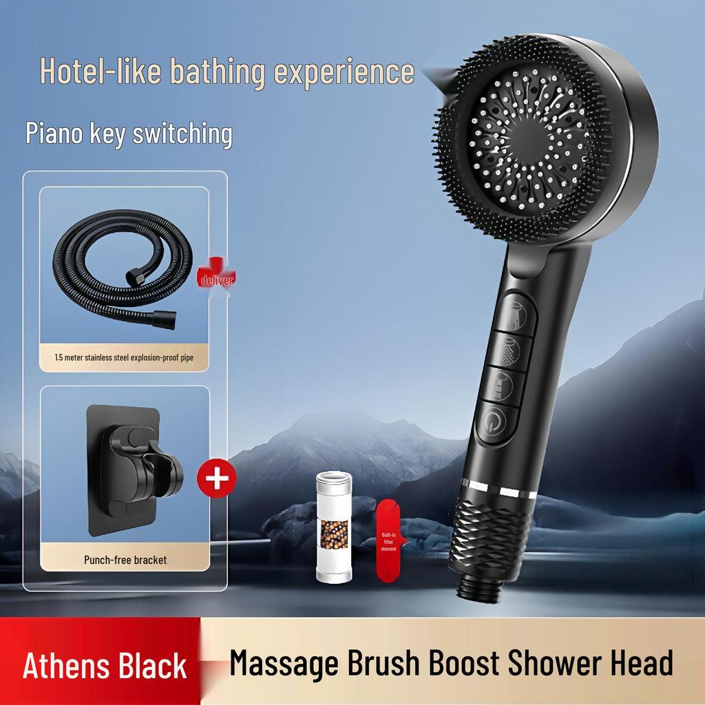 Multi-functional Turbocharged Shower Head Set with Piano Key Design