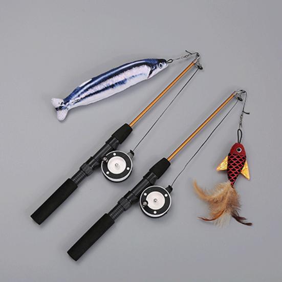 Haustier Katzen Kätzchen Lustiger Teaser Angelrute Einziehbare Rute Katzenminze Fischform Spielzeug