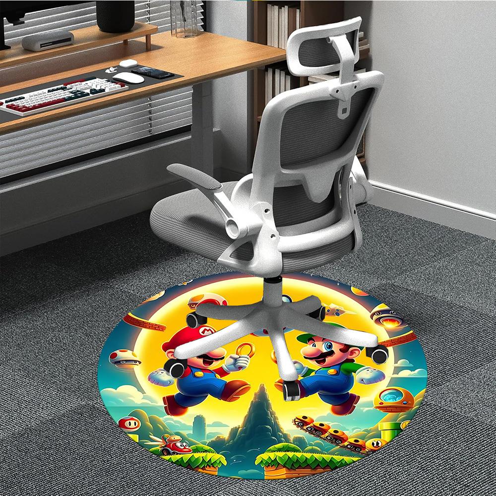 

1pc Mario Luigi Office Round Area Rug, Indoor Mat Suitable For Office,Bedroom Living Room Home Decor, Room Deco a0928192 80cm by 80cm