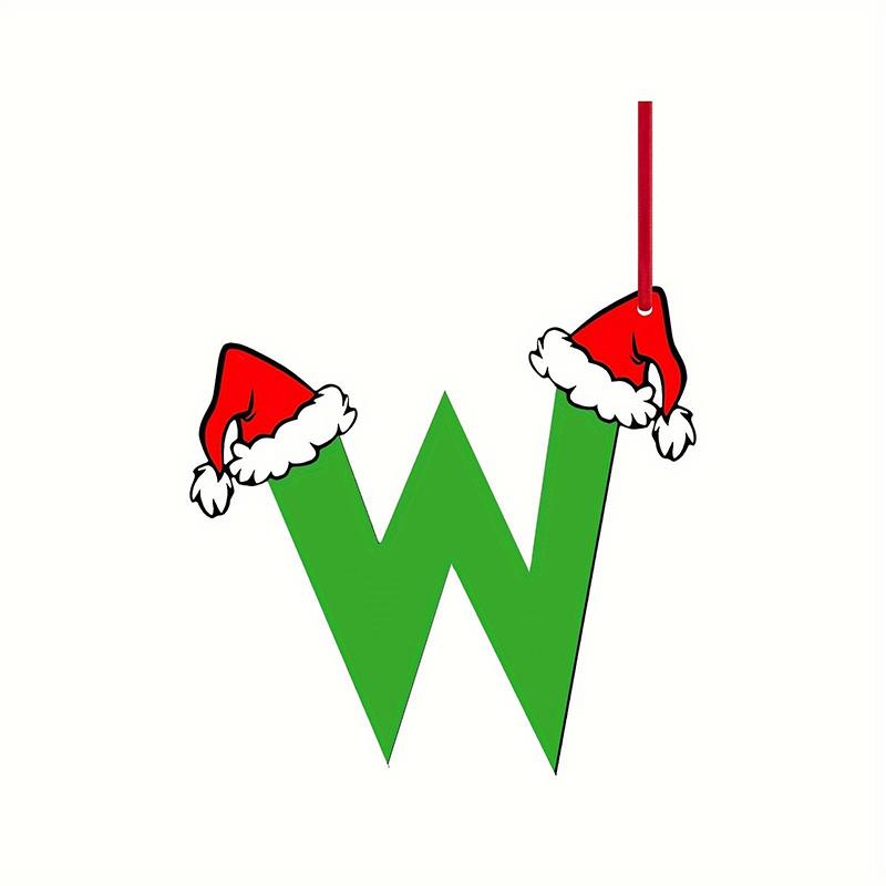 Green Elf Style 26 Letters Christmas Tree Hanging Ornaments DIY Craft Gift Tag Merry Christmas Decoration for Home 2026 New Year