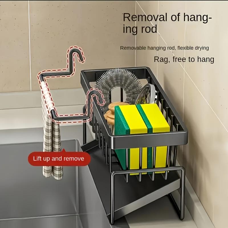 Stainless Steel Sink Organizer: Drain Rack for Sponge, Brush & Soap. Space-Saving & Easy To Clean.