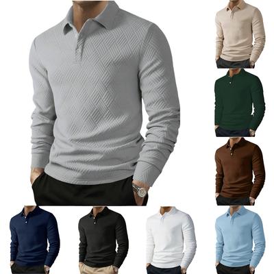 Men's Casual Lapel ,color Long,sleeved Shirt Top