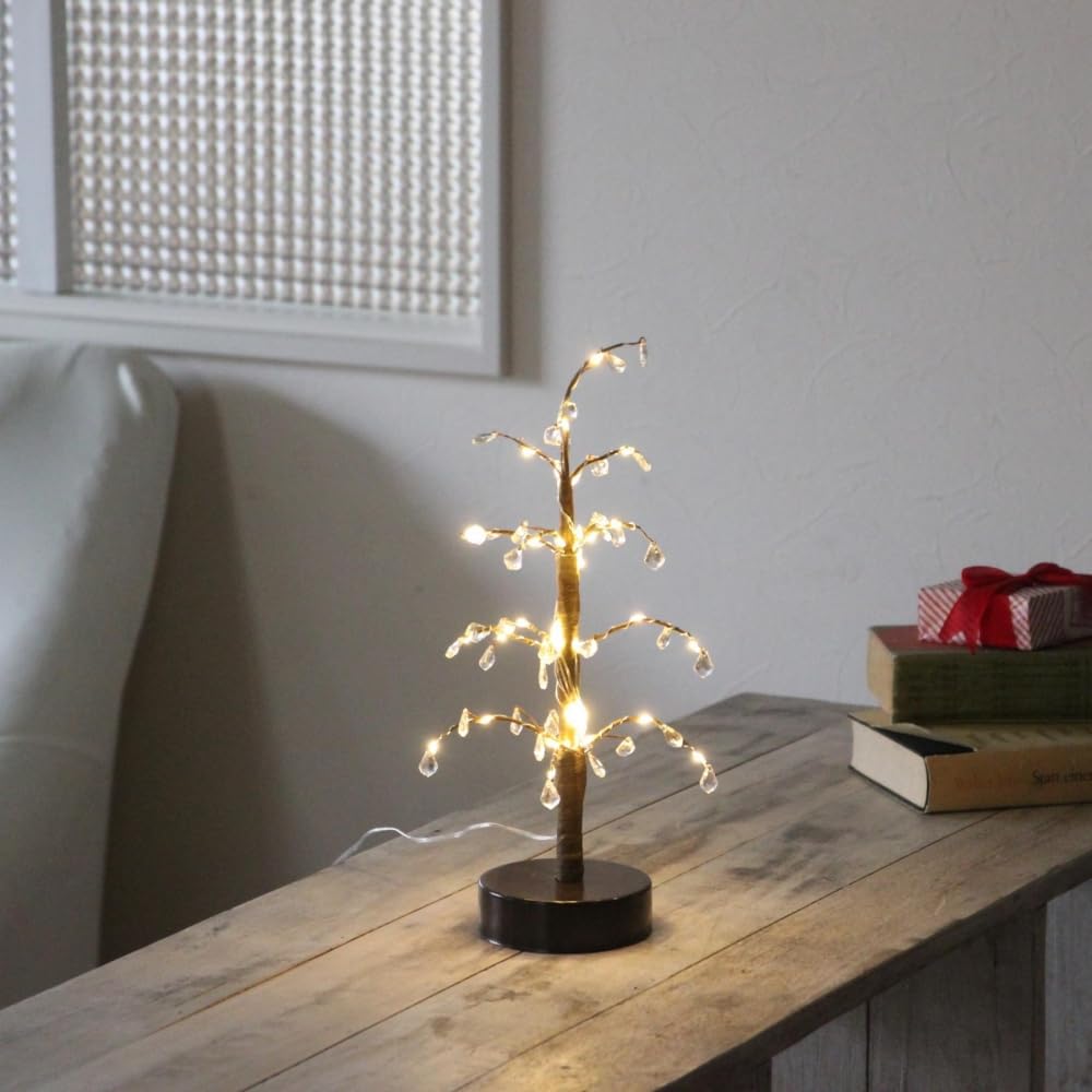Wall-Mounted Christmas Tree, Mini LED USB Remote Control Light, Tabletop Glowing Ornament, Nordic Style, Natural Decoration, Gold (35cm)