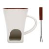 130ml Schokoladenfondue-Tasse mit Gabel Keramik Persönlicher Wärmer Schokoladenschmelzbecher Set für Date Geburtstag Weiß