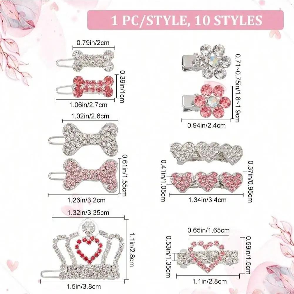 Pet Cat Dog Hair Clip Bone Mini Hair Barrettes Crown Heart Plum Blossom Party Holiday Decoration Pet Dog Cat Hair Clips Headwear