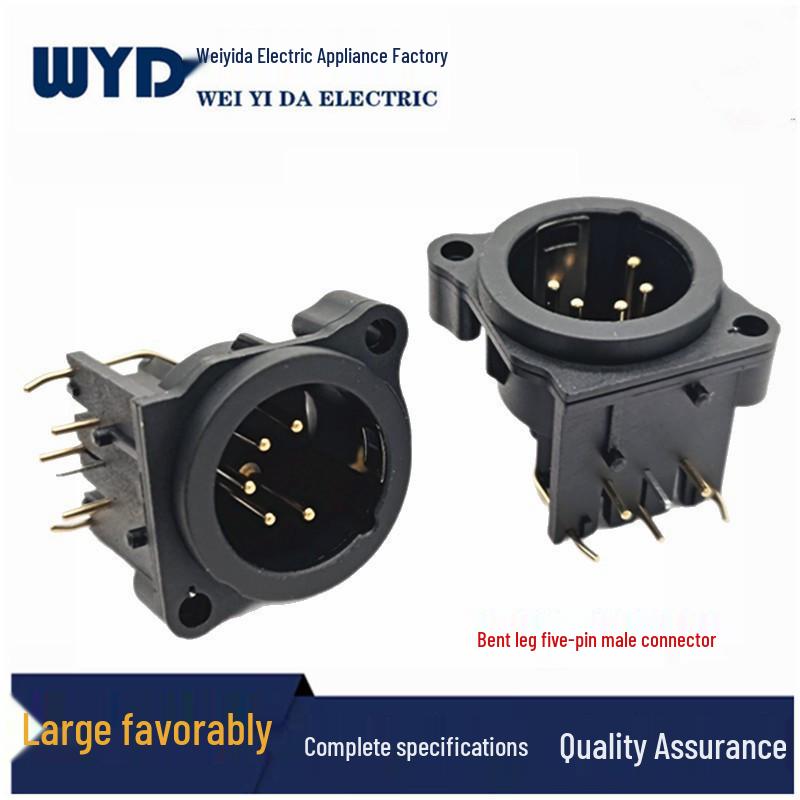 Gold-Plated 5-Pin XLR Male Audio Socket