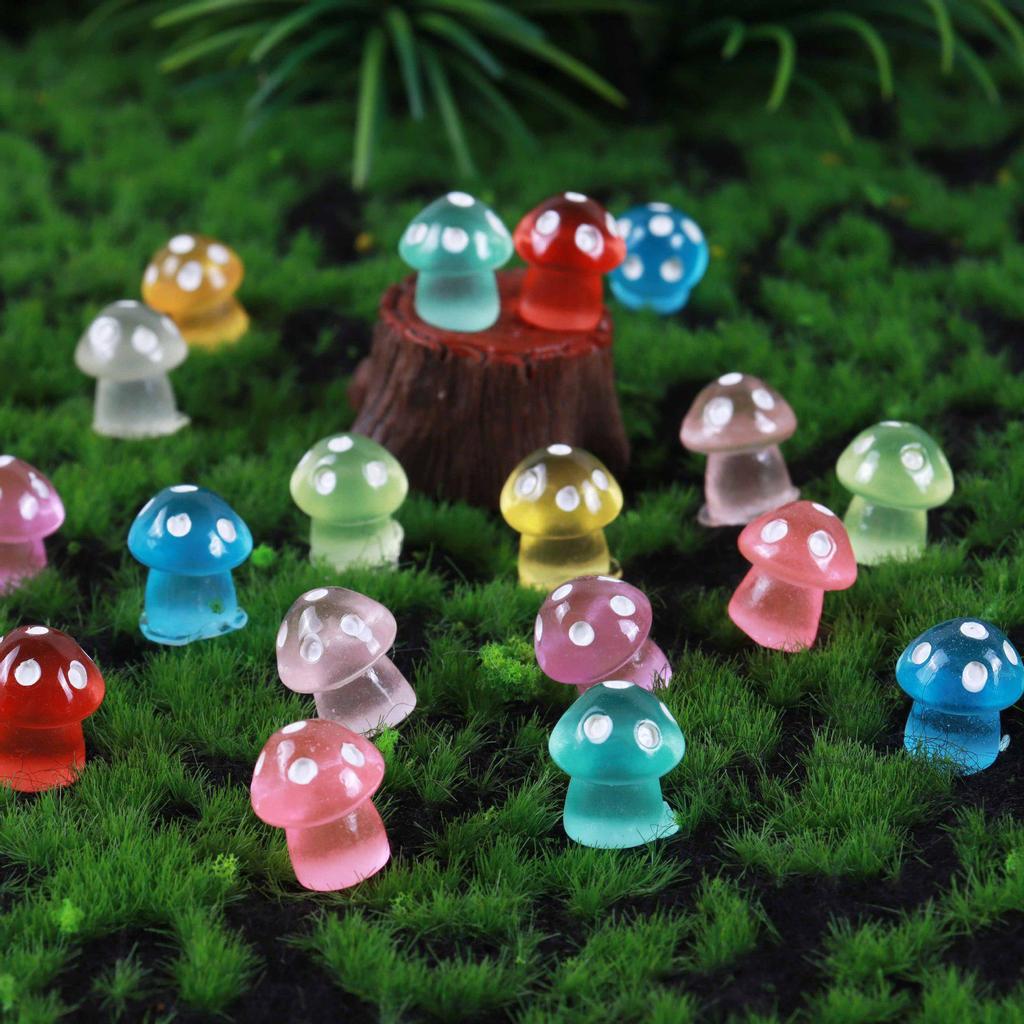 Colorful DIY Luminous 3D Mini Mushroom Jewelry Accessories for Creative Micro Landscape Landscaping
