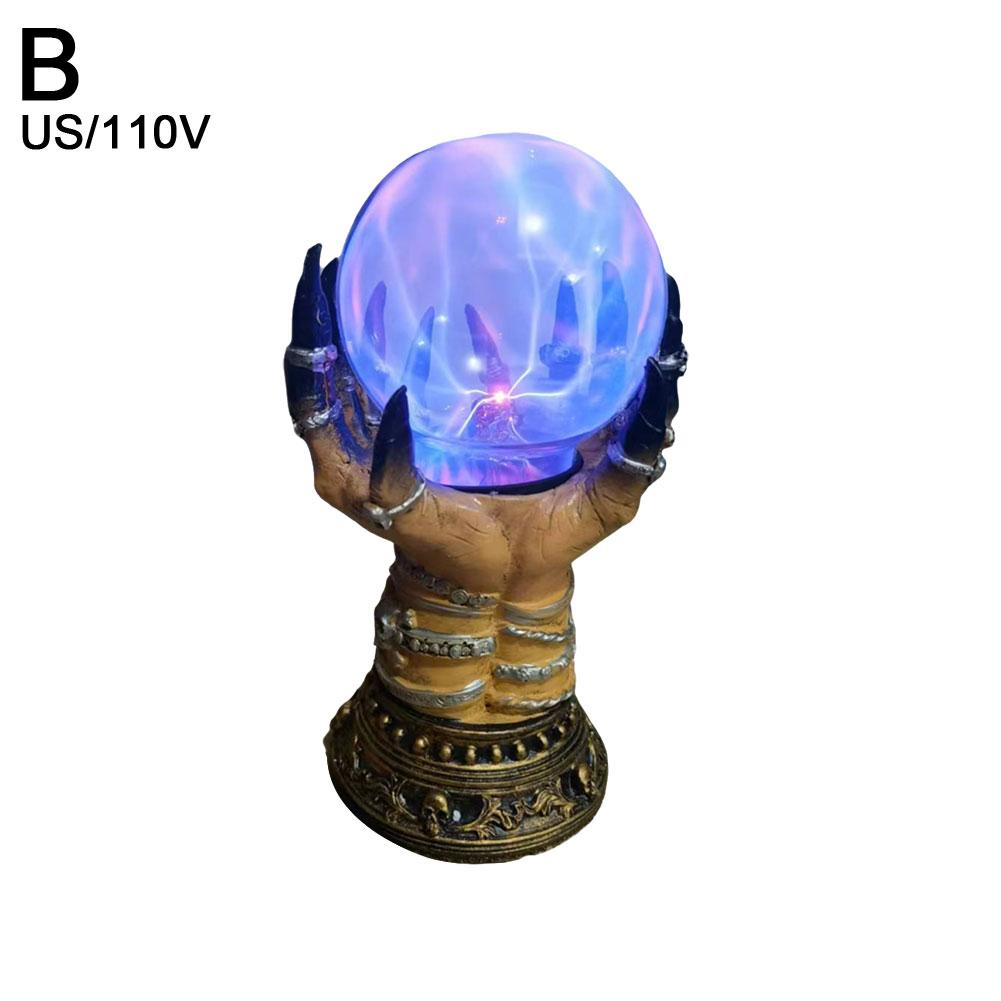 Glowing Deluxe Cellular Crystal Ball Luminous Witch Skull Hand Witch Glowing Plasma Light Spooky Serve Electrostatic Ball D P7X0