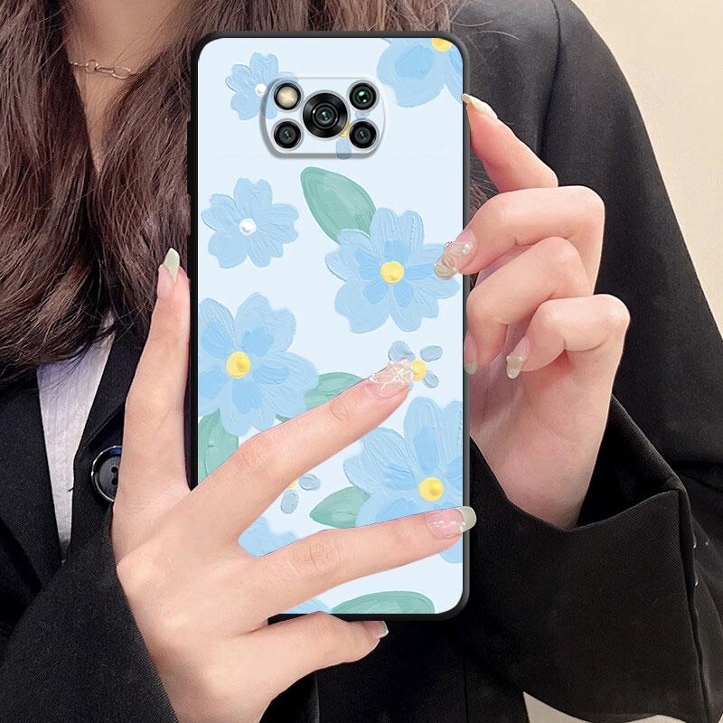 Lovely Flower Phone Case For Samsung Galaxy S23 S21 S22 S20 Note 20 Ultra 10 Plus 8 9 Note20ultra S21 S22 Black Soft Cover Bag