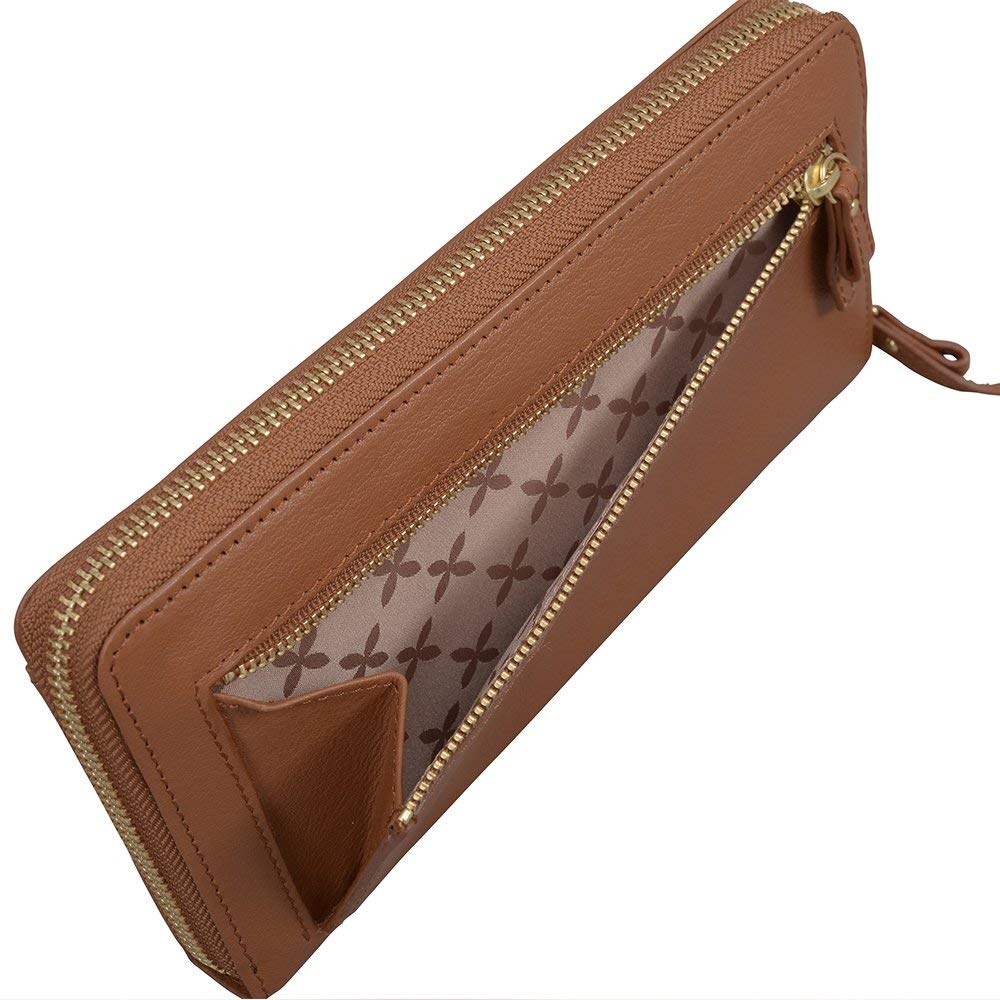 Chiocciola Genuine Leather Long Wallet with Ample Clear At a Glance Women's Storage, (Brown)
