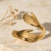 Open Ring Exaggerated Arm-Circling Shape Three-Dimensional Sculptural Design Wraps Finger Ring Hip-Hop Street Style Statement Ring