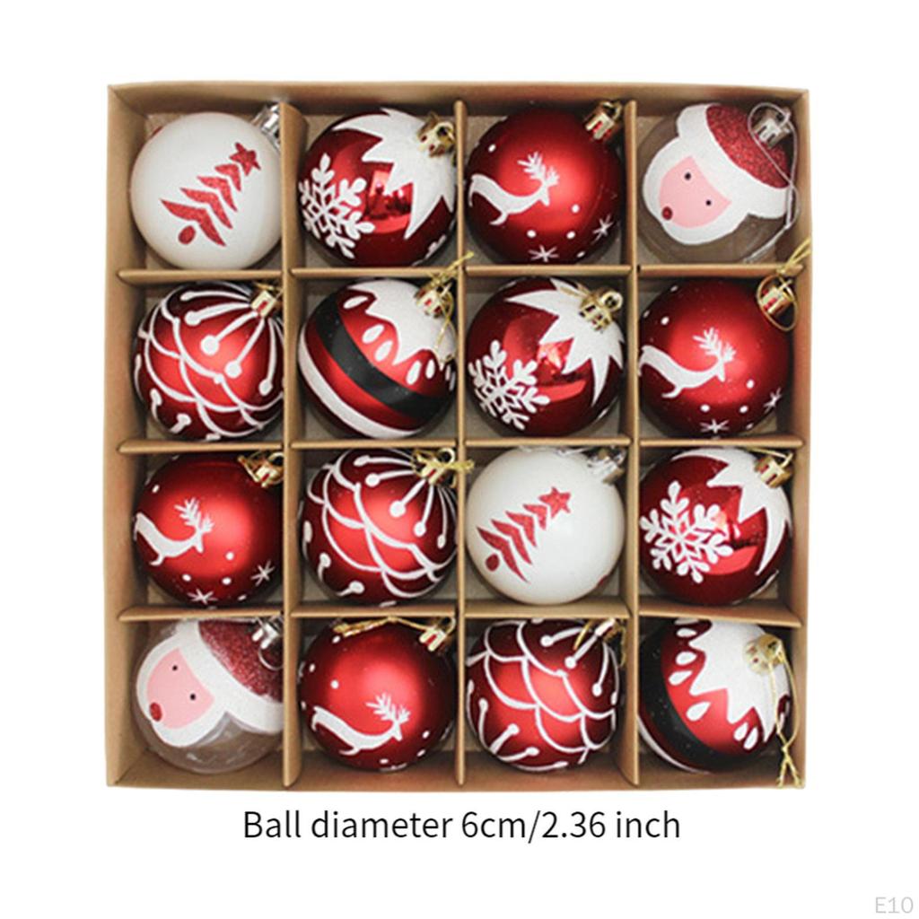 16 Pieces Christmas Balls Ornaments Xmas Tree Decor Decorative Baubles for Home Indoor