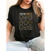 Europees Maat Dames T-shirt met Schermtaboes, Eenvoudig Slag Letterpatroon Print, Casual Ronde Hals Standaard Pasvorm T-shirt Stof