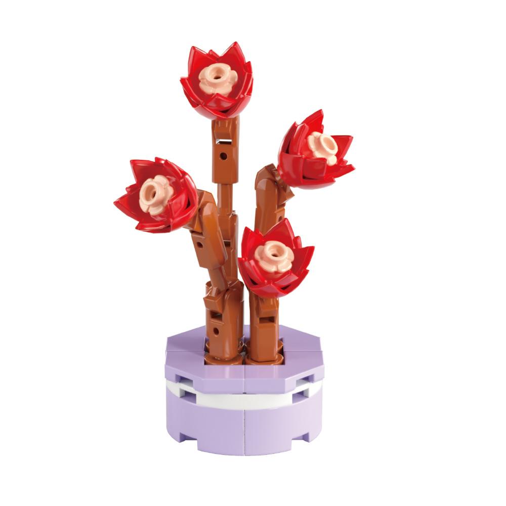 Mini Succulent Bonsai Building Blocks Desktop Decor Simulation Plant Ornament Kids Gashapon Machine Small Particle Assembly Toy 12pcs