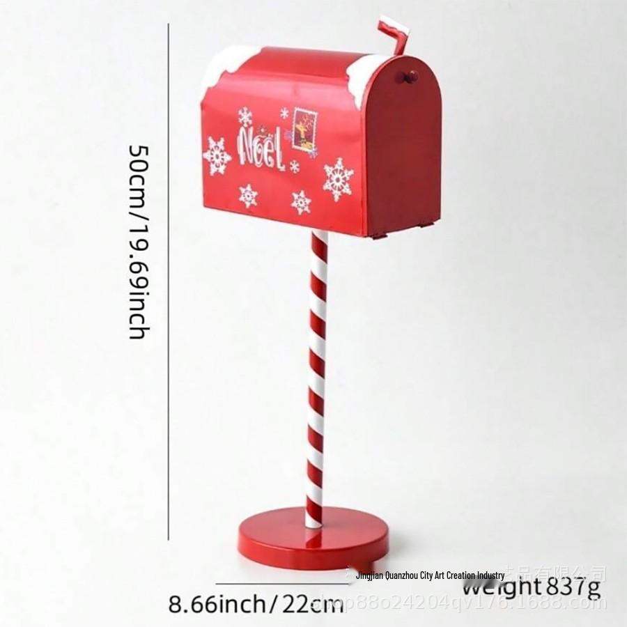 

Christmas Atmosphere Wrought Iron Small Mailbox: Rustproof Outdoor/Indoor Decoration 22x10x52 cm