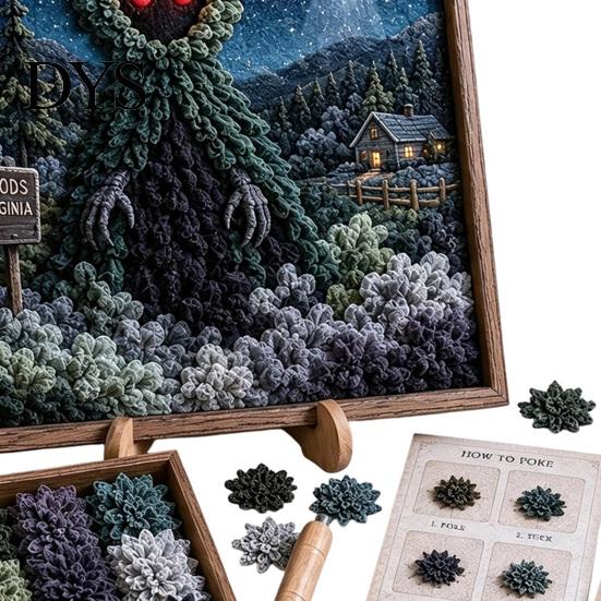 Relaksujące Zajęcia Rękodzielnicze 3D DIY Zestaw do Sztuki Wciskania w Tkaninę, Kreatywny Zestaw Rękodzieła Ręcznie Robionego, Zwierzęta z Lasu Fantasy Warstwowa Dekoracja Ścienna 3D Wciskanie