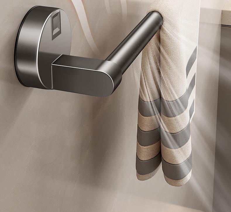 No-Drill Suction Cup Towel Rack: Wall-Mounted Bathroom Organizer with Single/Double Bars.