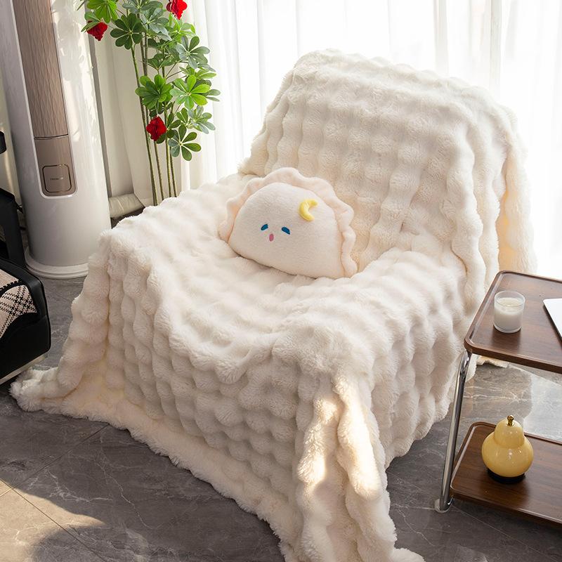 Plush sofa blanket comfortable soft bubble plush bedroom living room non-pilling non-shrinking blanket