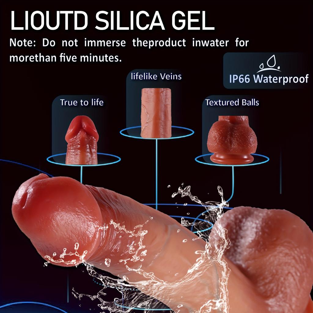 9.8" Vibrating Dildo for Women with 10 Telescopic Modes,Heating,360° Rotation,and Made of Liquid Silicone Suitable for Anal and Vaginal Use