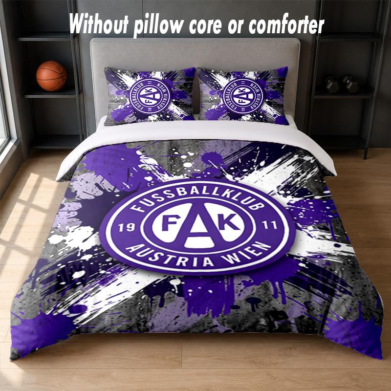 Austria Wien FC Design Bett Bettwäsche Set 1 Bettbezug + 2 Kissenbezüge Weich Atmungsaktiv Haushalt Bettwäsche
