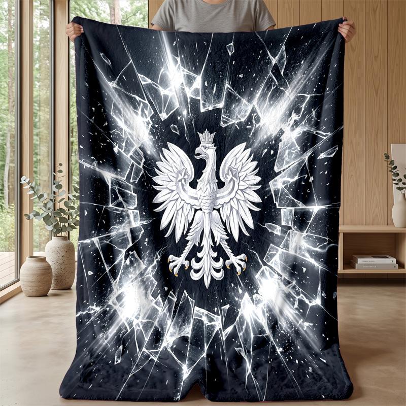 Poland Football Printed Flannel Blanket Skin Friendly Warm Decorative Throw for Indoor Couch Bed Daily Use