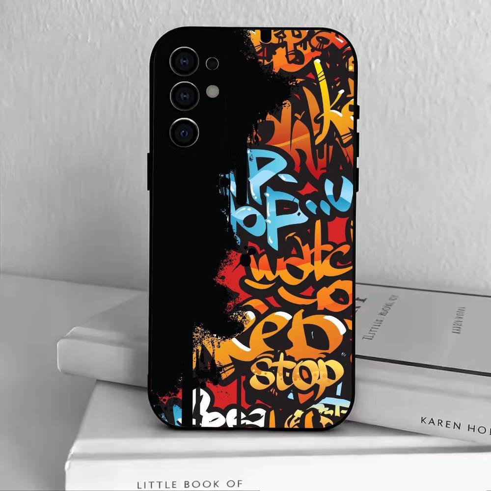 

D-Graffiti Characters Phone Case Black Silicone Soft For Samsung S25,S24,S21,S22,S23,S30,Ultra,S20,Plus,Fe,Lite Samsung S26Plus