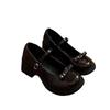 Small brown leather shoes retro Mary Jane shoes women's Lolita niche bow women's shoes