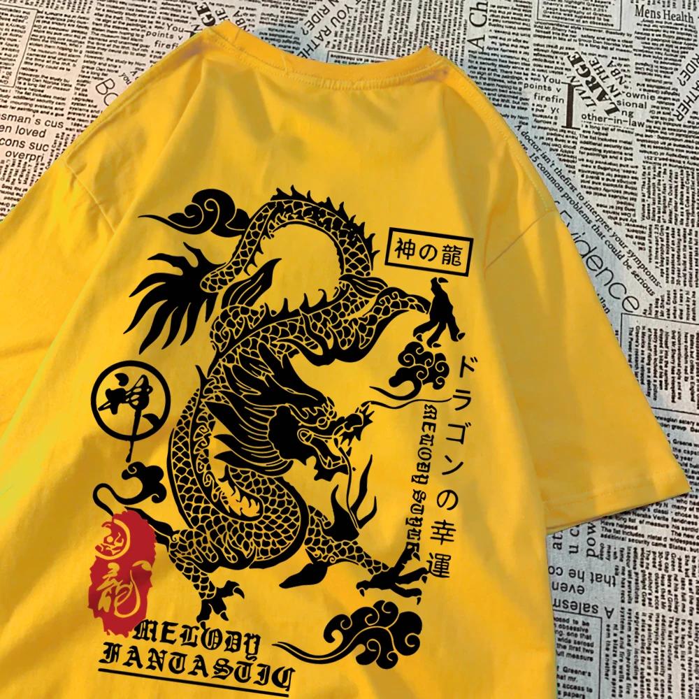 2025 Summer Dragon Harajuku Pattern T-shirt for Men, hip-hop clothing, summer T-shirt, summer cotton loose