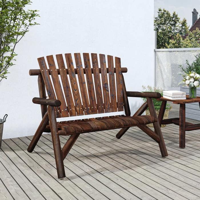 VidaXL Banc de jardin à 2 places 119x85x98 cm bois massif d'épicéa 363348