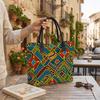 Bohemian Geometric Print Tote Bag Large Canvas Shoulder Bag for Daily Use