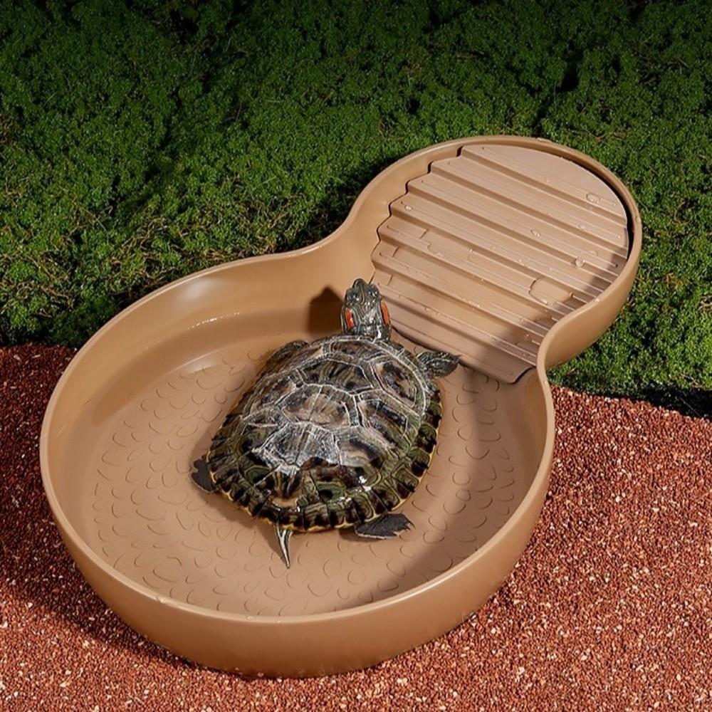 Non-Slip Reptile Bathing Pool With Ramp Turtle Pond Landscaping Amphibians Water Bowl  Pet Habitat