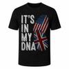 It's In My DNA T-Shirt American British Flag Fingerprint USA UK Heritage Tee