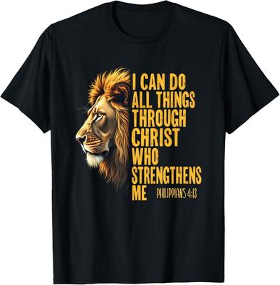 Filipian 4:13 Religijny Lew Wzmacnia Chrześcijański unisex T-Shirt