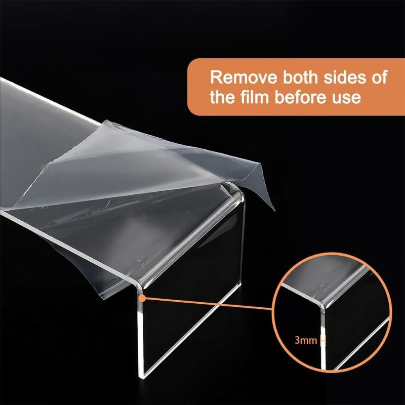 Pack of 5 Acrylic Display Risers Stand Large Clear Shelves Racks for Cupcake Figures Toy Collectibles Perfume and More