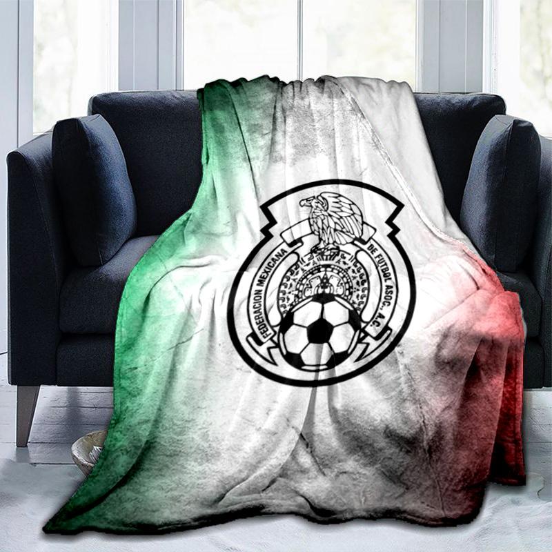 Mexico Football Team Emblem Printed Throws Blanket Soft Flannel Blankets for Couch Bed Gifts for Men Women Picnic Blanket Christmas Gifts